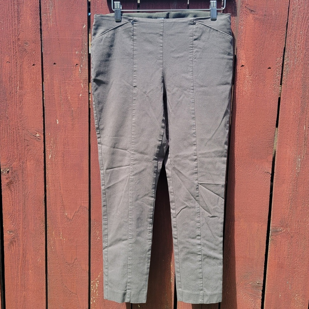 Alfani Petite 10P Olive Military Green Pull On Skinny Pants Stretch Trousers